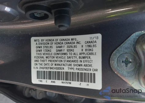 2014 Honda Civic Ex from USA, damaged, VIN 2HGFB2F84EH500924